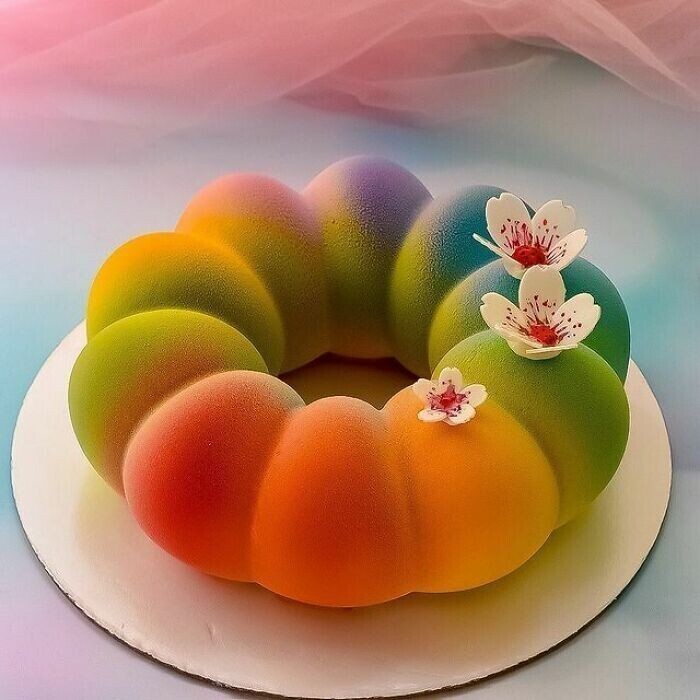 16. "Пушистый" торт оттенков радуги