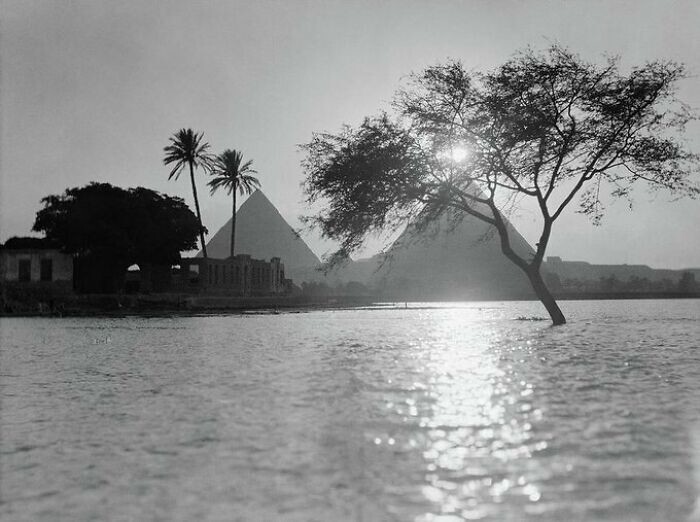 23. "Вид на пирамиды Гизы вдоль реки Нил на закате, 1934 год"