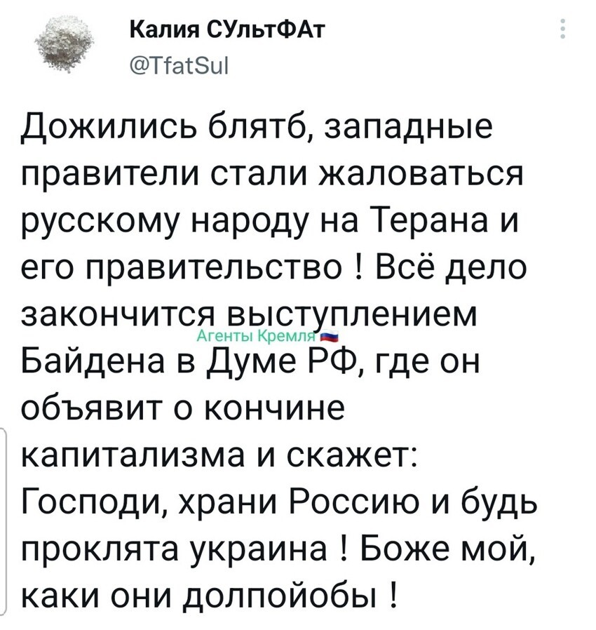 Каждый народ достоин своего правительства. И если уж дошло до того что лидеры запада напрямую уговаривают народ России не поддерживать правительство которое он сам же и выбрал - то сто процентов Путин делает всё правильно