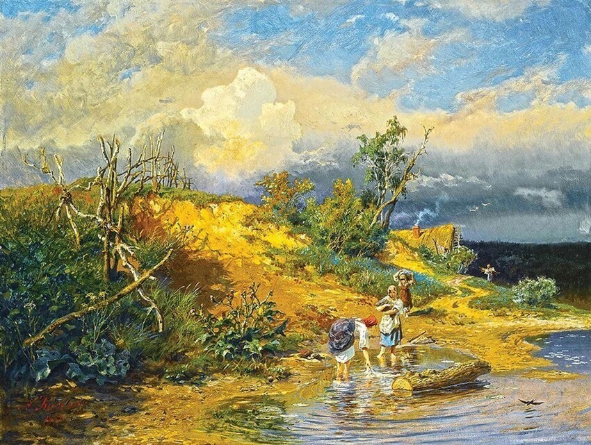 Картина на берегу реки
