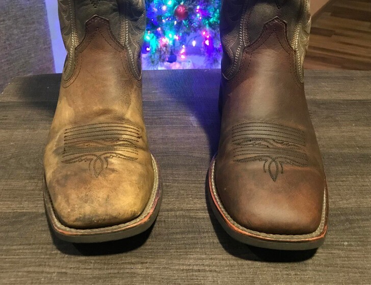 Ботинки до и после чистки