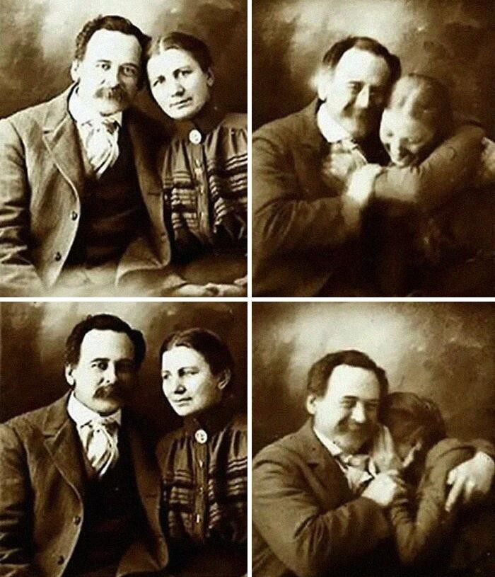 1. Супруги викторианской эпохи пытаются не смеяться, позируя для портрета, 1890 год