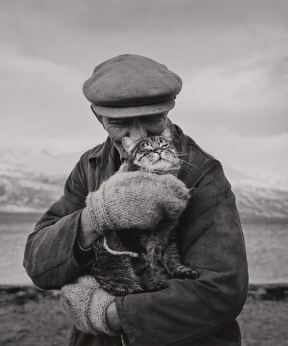 Мужчина и его кошка, Шиботн, Норвегия, 1967 год