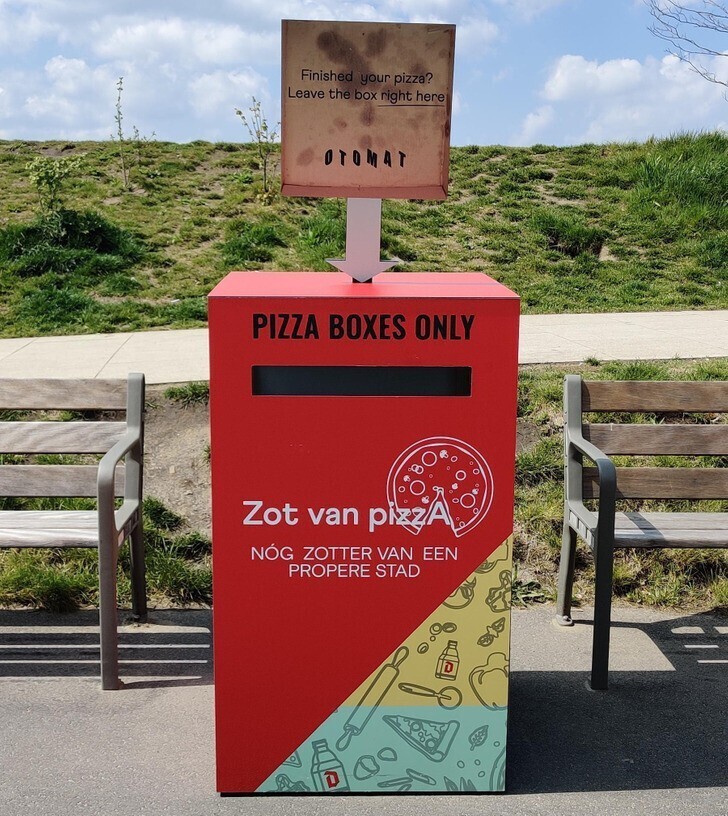 34. В Антверпене (Бельгия) есть мусорные баки для коробок из-под пиццы
