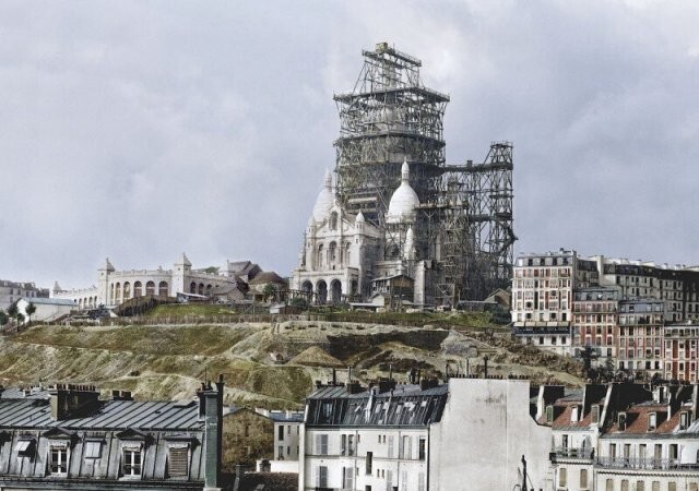 Строительство колокольни базилики Сакре-Кёр, Париж, 1880-е годы
