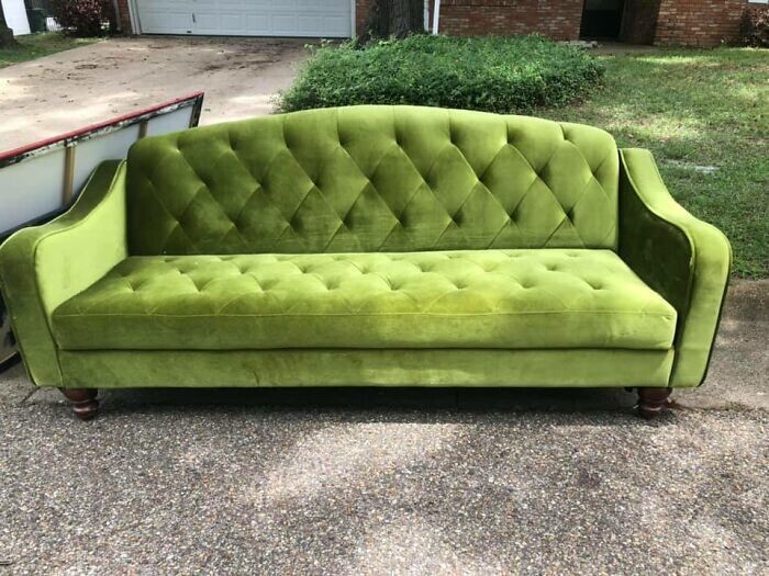 23. "Сосед выставил этот прекрасный зеленый бархатный диван на обочине дороги. Теперь он мой"
