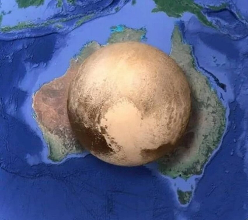 4. Размер Плутона по сравнению с Австралией