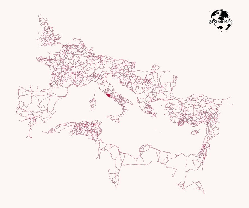 3. Эта карта иллюстрирует сеть знаменитых римских дорог