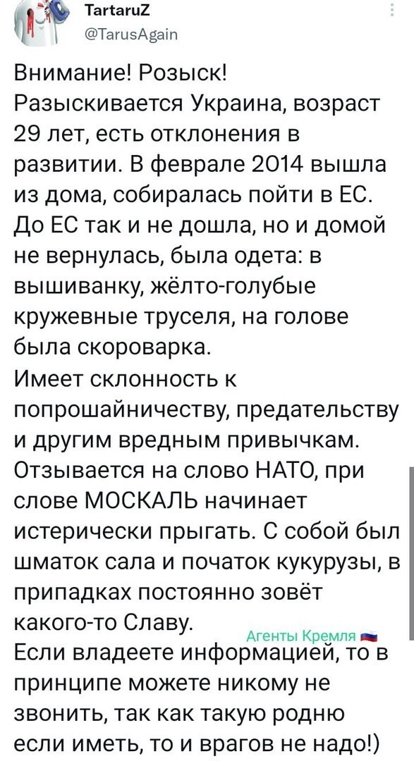 Шалавилась в Турции, в ЕС её видали) Вышиванка разорвана, на башке вместо кастрюли уже сами труселя, вообщем конченая стала....