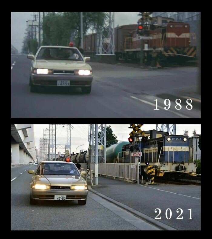 17. Одна и та же машина в 1988 и 2021 годах, где-то в Японии