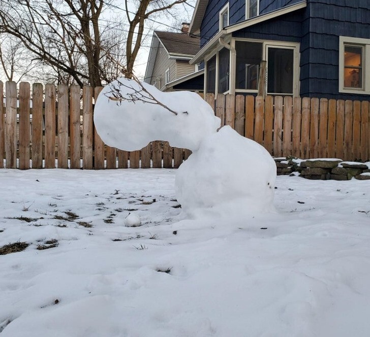 9. "Снеговик изображает Матрицу после теплого денька"