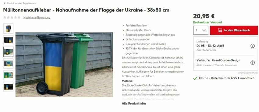 Немцы троллят хохлов. ----- В Германии появились в продаже наклейки на мусорный бак в виде флага Украины. Замечательно, там ей самое место