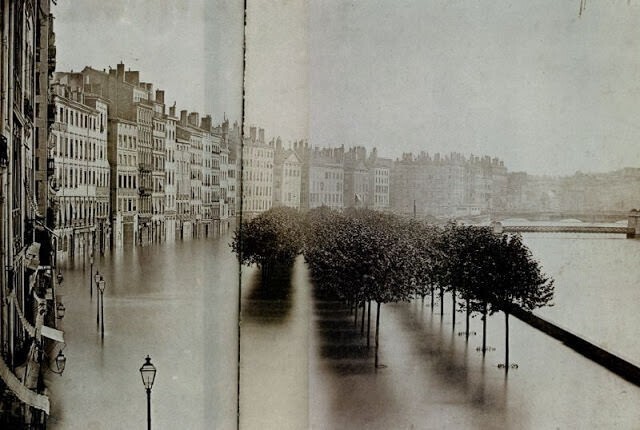 40. Первая фотография наводнения, сделанная в Париже в 1856 г.
