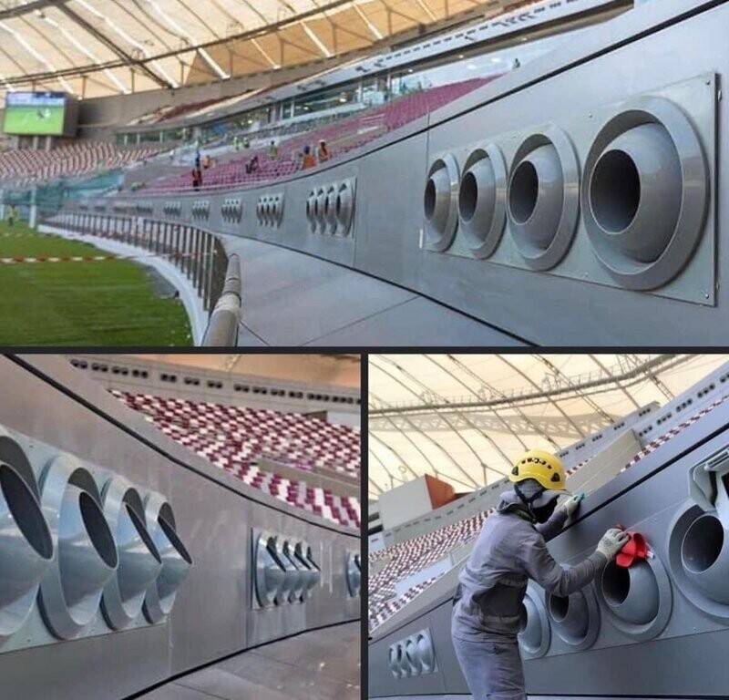 На каждом из 8 стадионов, где будет проводиться чемпионат мира по футболу в Катаре, установят множество гигантских кондиционеров для борьбы с местной жарой