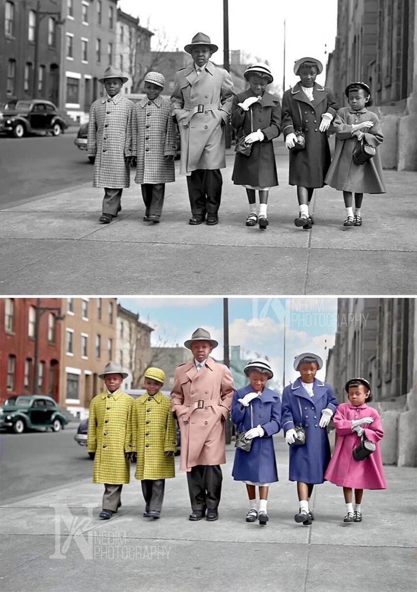1. Юные модники по дороге в церковь, Чикаго, 1940 год