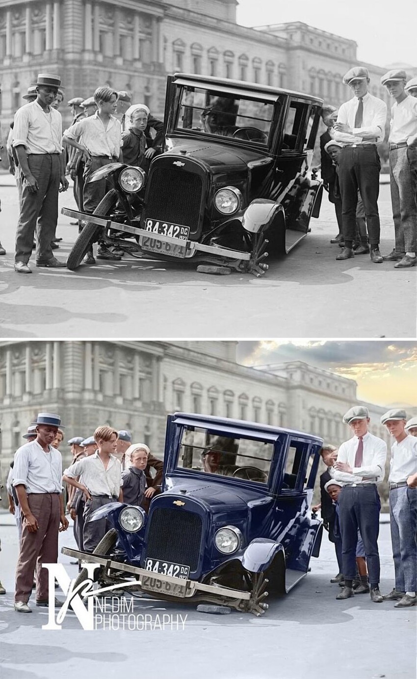 13. Chevrolet со сломанным колесом, Вашингтон, 1923 год
