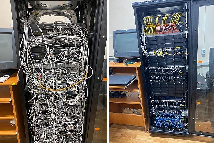 2. "Серверный шкаф в общественном учреждении — до и после" 