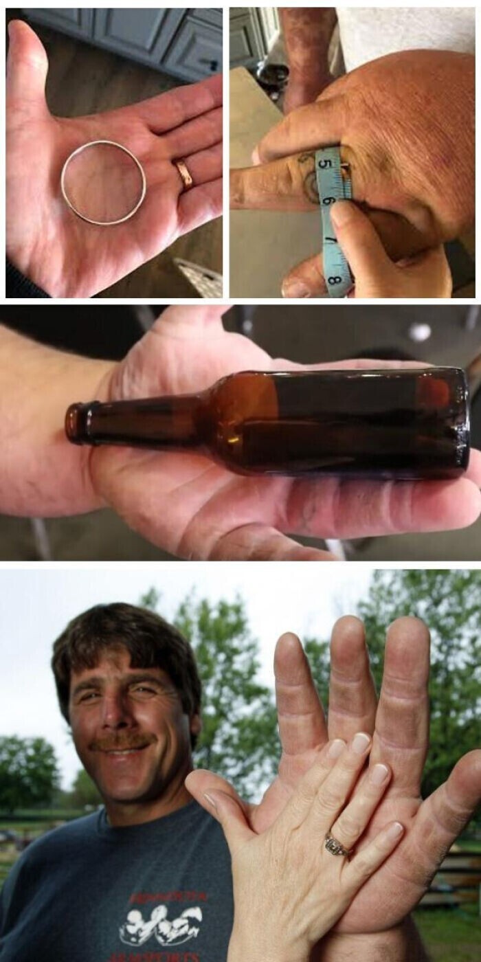 Окружность пальца армрестлера  Джеффа Дейба - 11 сантиметров