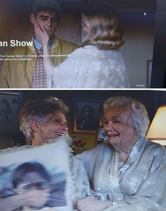 23. В «Шоу Трумана» (1998) старушки, которые смотрят шоу, одеты в такой же халат, как у Мэрил, потому что все предметы, показанные в шоу, можно купить.