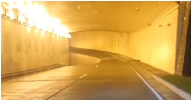 Огромная яма в тоннеле озадачила автомобилиста