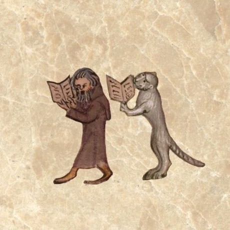 Монах и его кот за чтением, Франция, XIII век