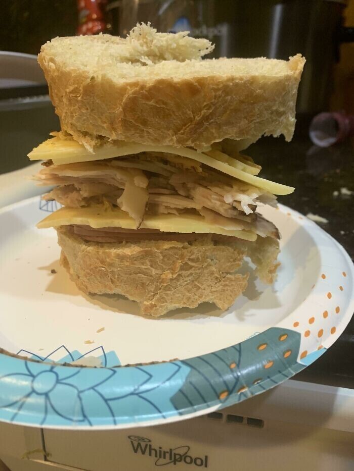 "В этом трудно опознать сэндвич с ветчиной и сыром, но это он"