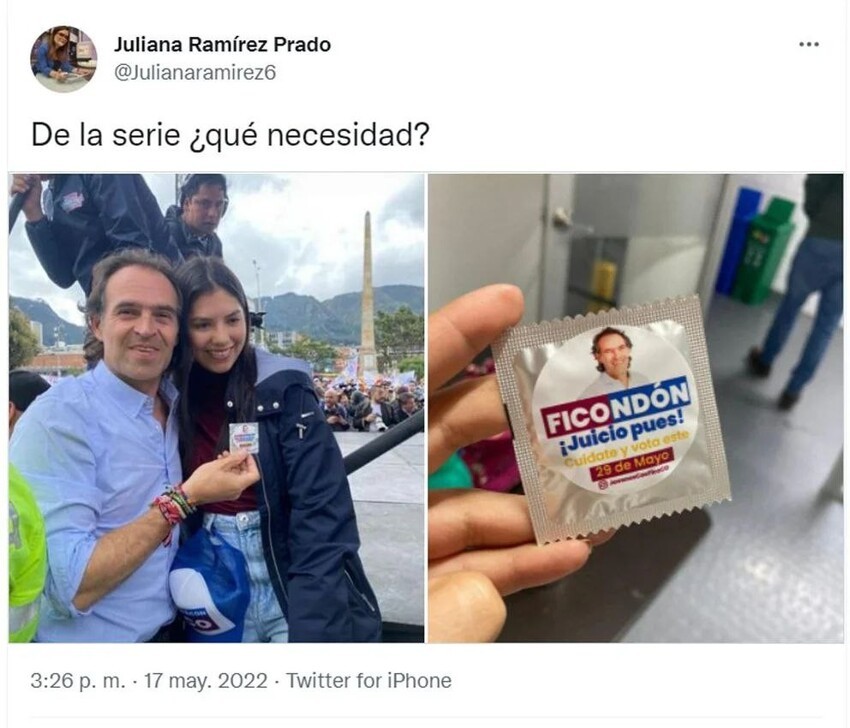Кандидат на пост президента Колумбии отрекламировал себя на бракованной партии презервативов