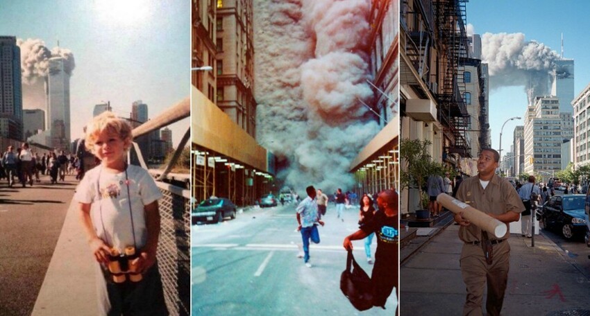 Люди, попавшие в кадр во время трагедии 11 сентября 2001 года. 
