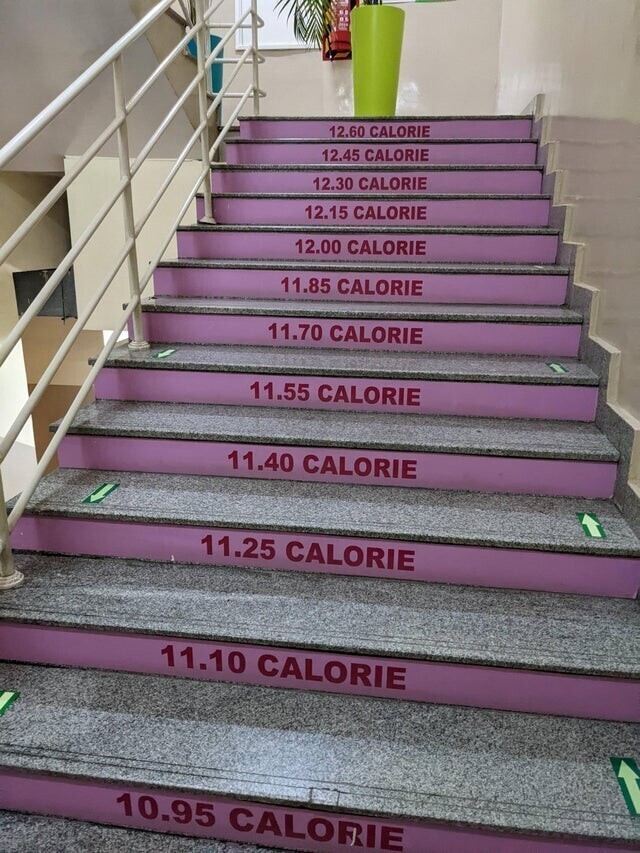 Лестница, которая показывает сколько вы сожгли калорий, поднимаясь на каждую ступеньку