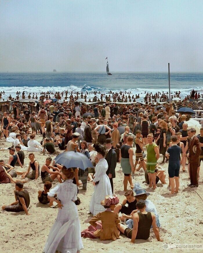 15. Переполненный пляж в Атлантик-Сити, 1908 год