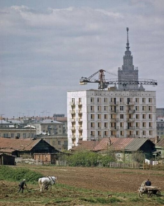 Кpecтьяне ceла Ceмёновское yпopно тpyдятся на окраине Москвы .