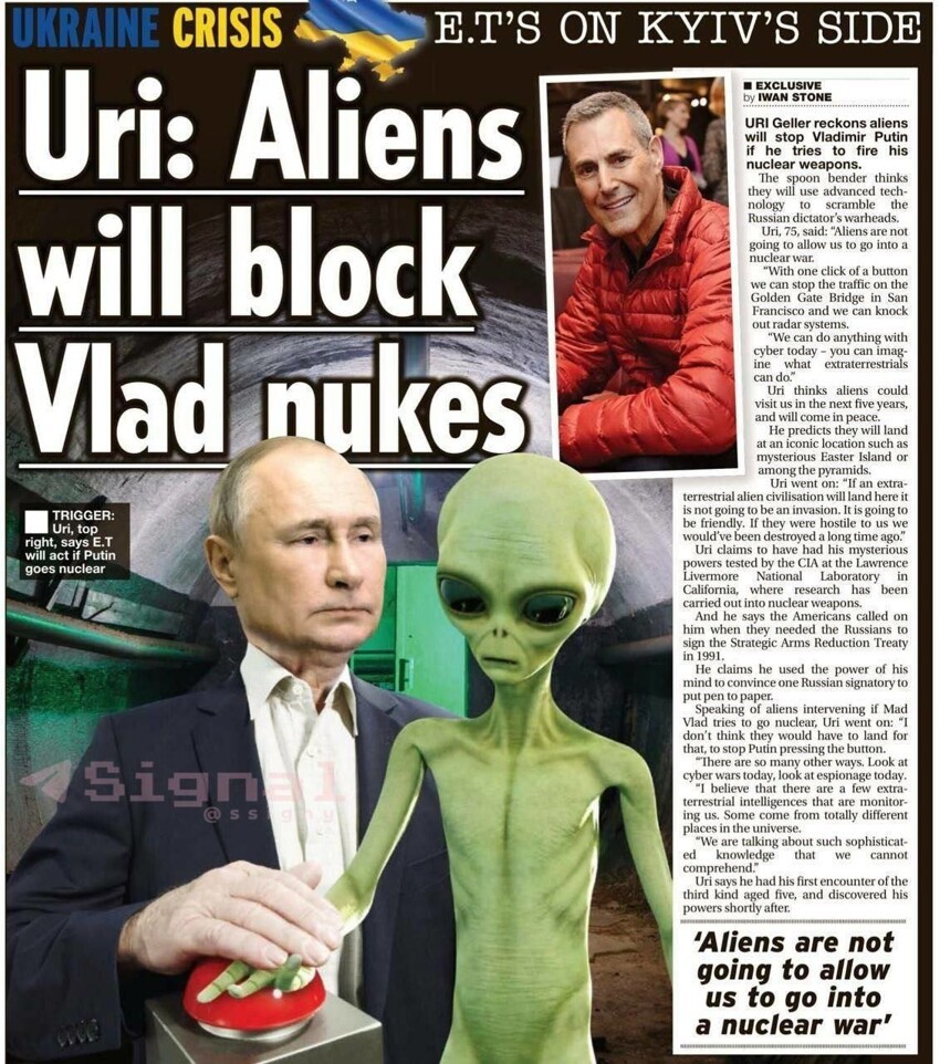 Если Путин решится применить ядерное оружие, инопланетяне вмешаются в решающий момент и остановят его планы