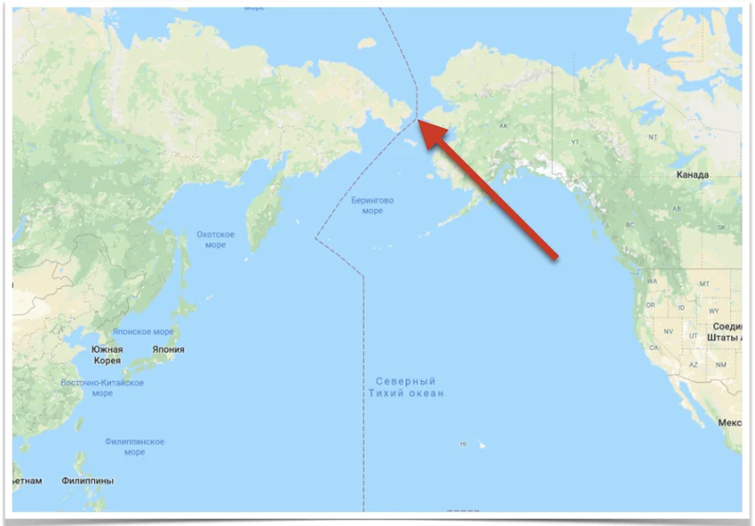 Карта от россии до америки