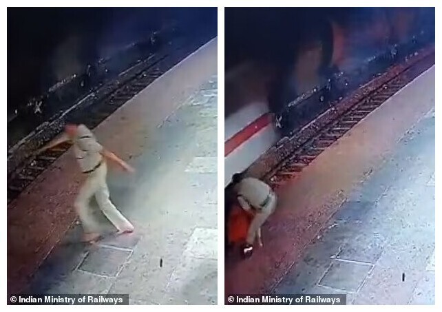 Видео: полицейский спасает пожилую женщину на железнодорожных путях