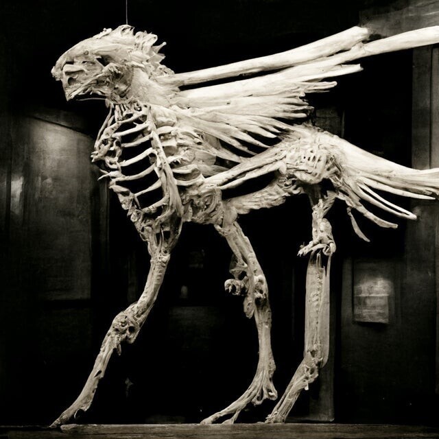 Скелет грифона в музее сгенерирован искусственным интеллектом
