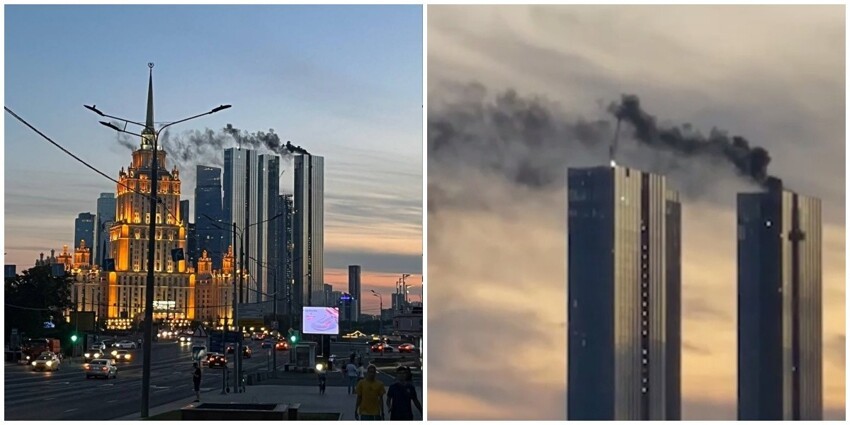 В центре Москвы горит башня Capital Towers