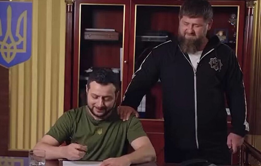 Кадыров выложил ролик с Зеленским, подписывающим акт о капитуляции Украины