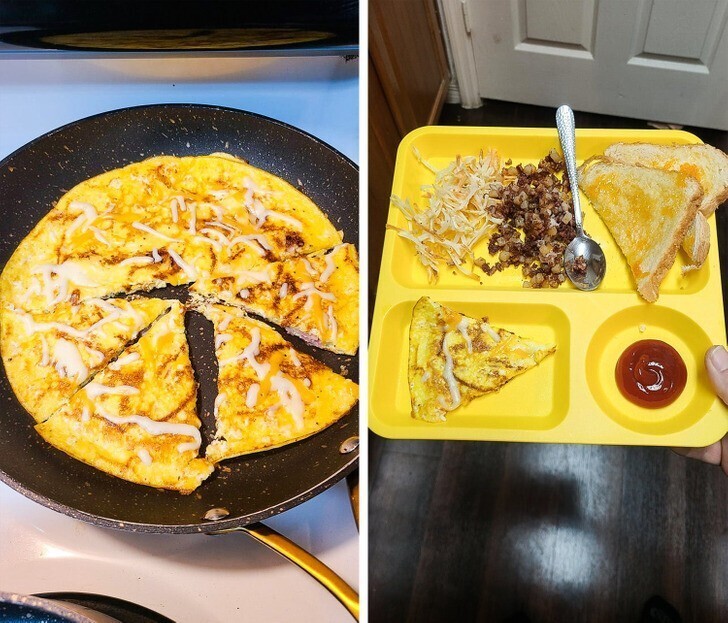 Мама придумала способ заставить детей есть яйца - омлет в виде пиццы