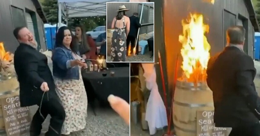 Поддатый гость устроил пожар на свадьбе и сам же потушил пламя голыми руками
