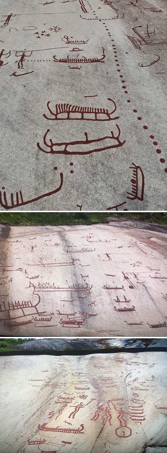 26. 3500-летние петроглифы, найденные в Тануме. На рисунках изображены лодки, животные, люди и мифологические существа