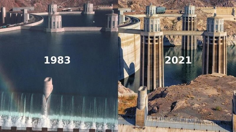 5. Водохранилище Мид в США в 1983 году и в 2021