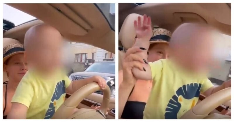 «Дикий восторг»: блогерша пустила за руль годовалого сына и сняла это на видео