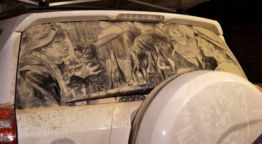 Американский художник превращает грязь на машинах в искусство
