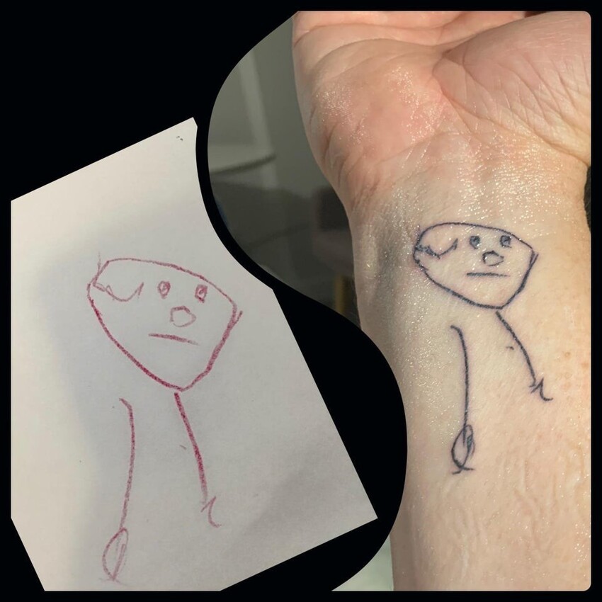 "Моя дочь нарисовала меня, когда ей было 2 года. Я сделал татуировку"