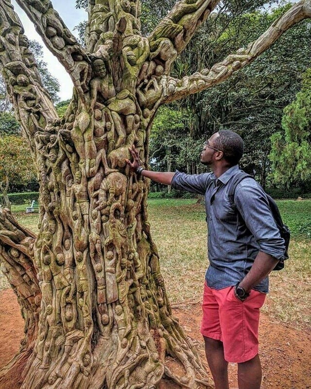 Скульптура - мертвое дерево, которое стоит более 300 лет, в Ботаническом саду Абури, Гана. Автор неизвестен