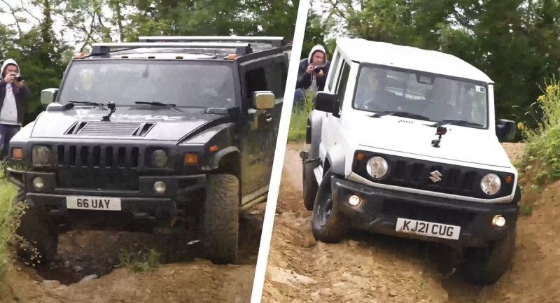 Suzuki Jimny бросает вызов модифицированному Hummer H2 в битве на бездорожье