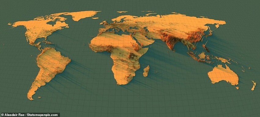 Необычные карты плотности населения Земли, которые заставляют взглянуть на нашу планету иначе