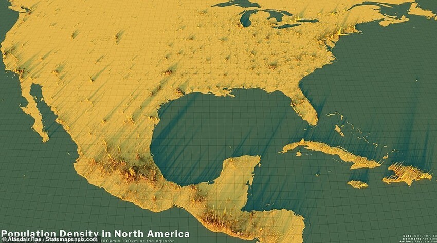 Необычные карты плотности населения Земли, которые заставляют взглянуть на нашу планету иначе