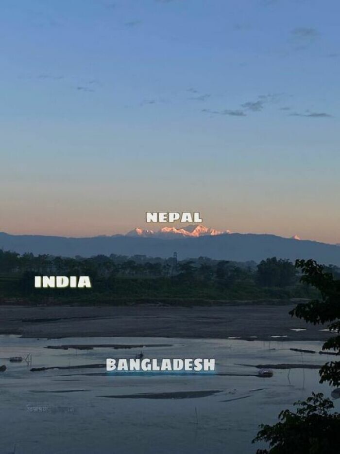 25. Три страны на одном фото: Непал, Индия и Бангладеш