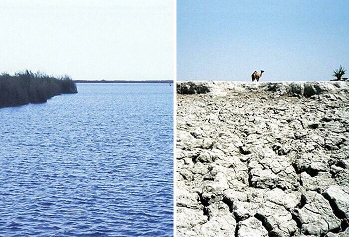 22. Озеро Чад в 1967 году по сравнению с озером Чад сейчас